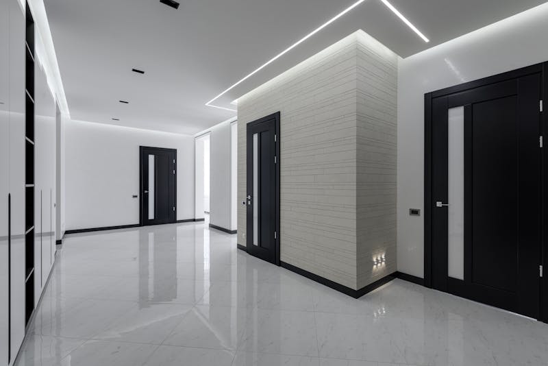 LED lighting in apartment building corridor